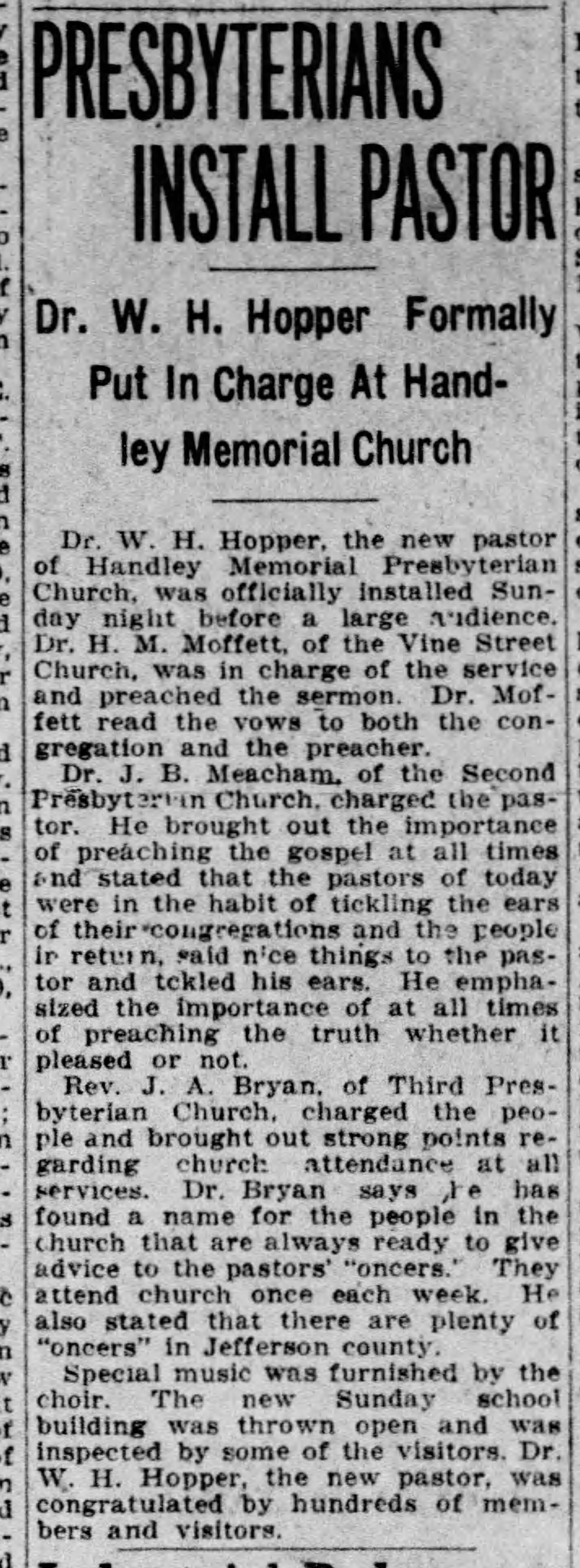 Presbyterians Install Pastor